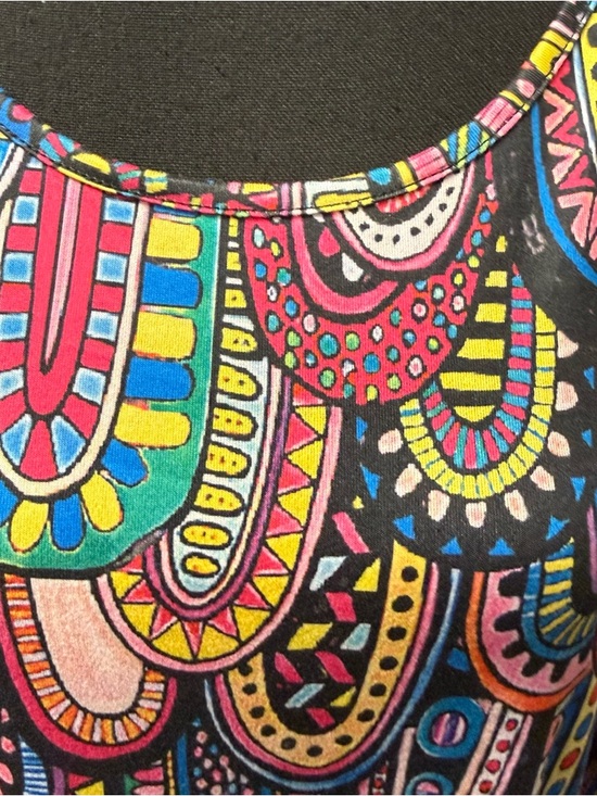 Pink Paisley Print Tunic Dress Boho Stretch Long Sleeve Swing XXL Bright - Picture 3 of 10